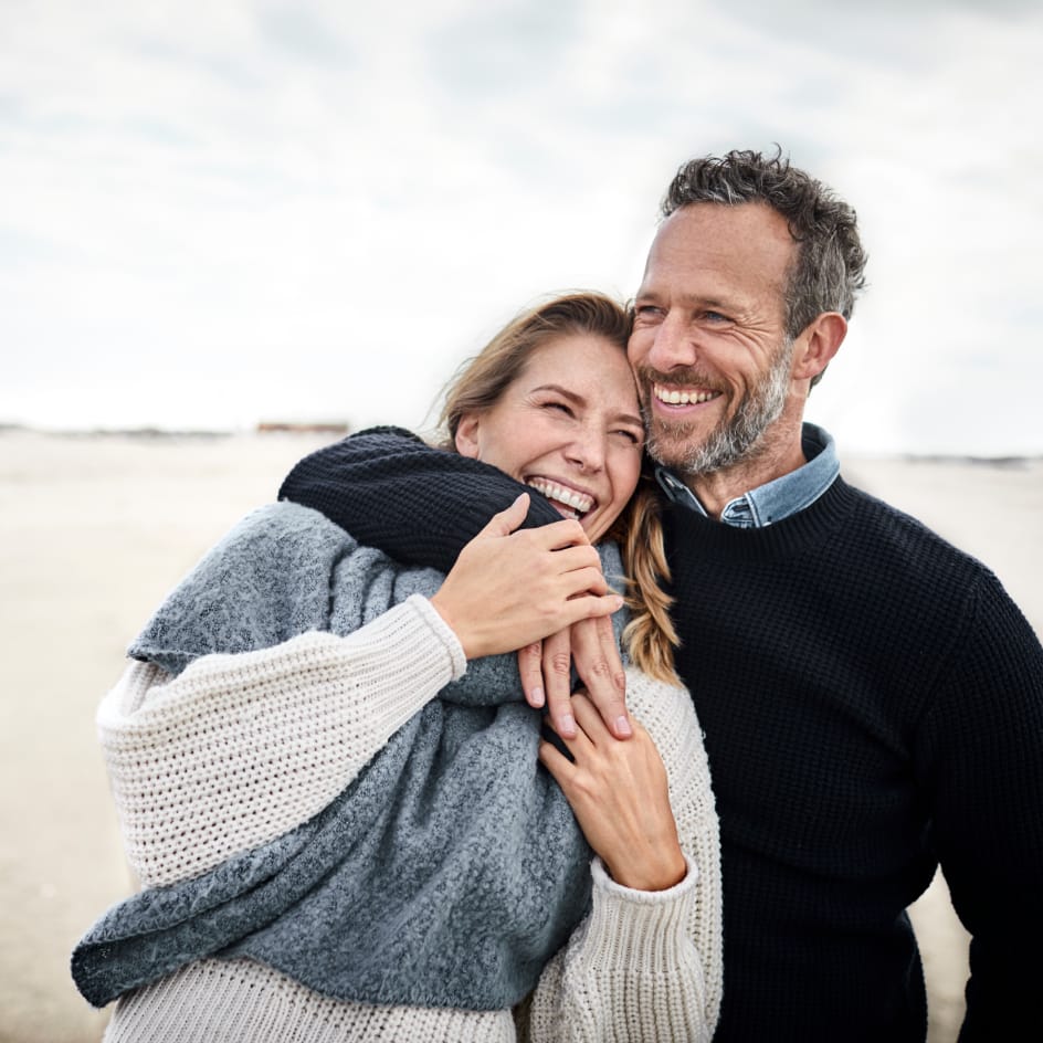 Man and woman smiling